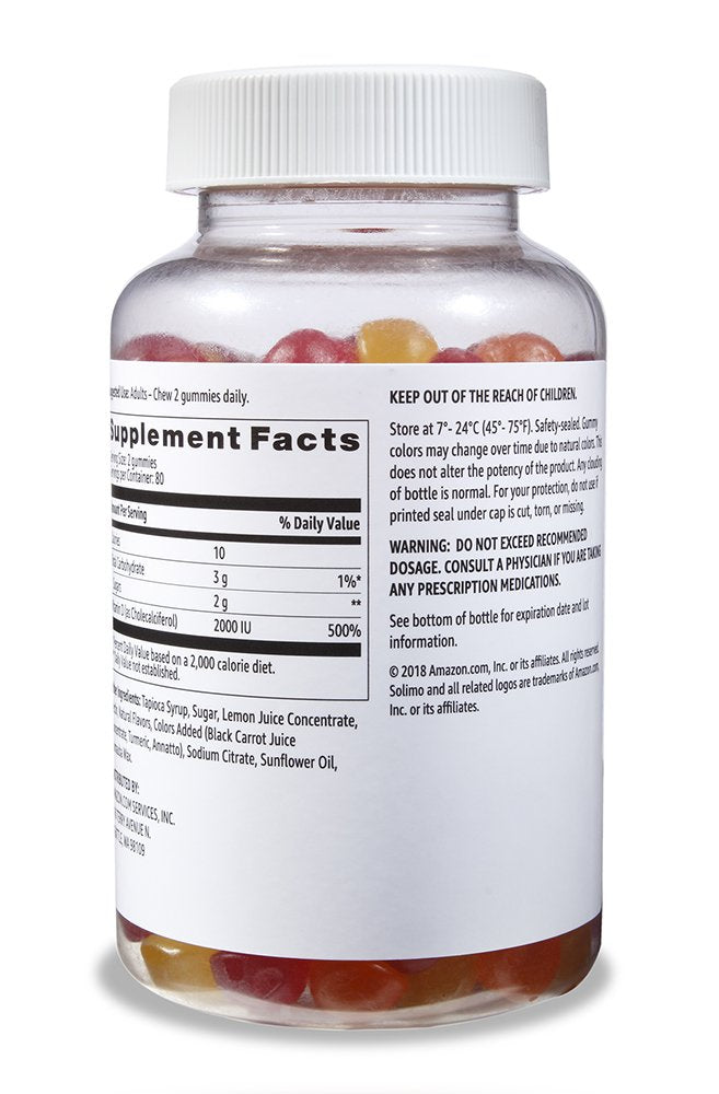 Suplemento gomitas vitamina D3 Amazon Basics pack doble