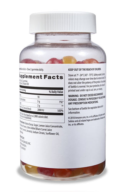 Suplemento gomitas vitamina D3 Amazon Basics pack doble