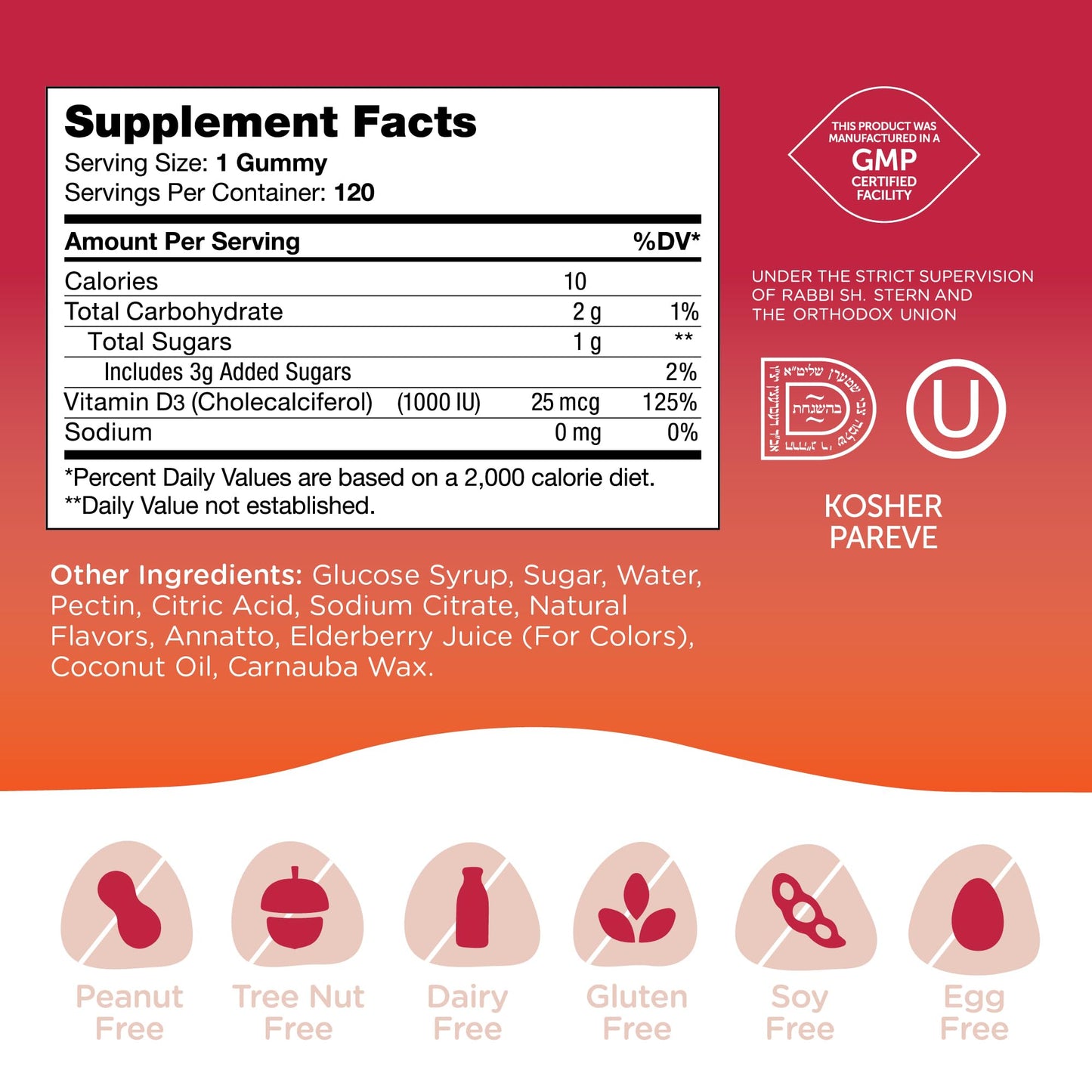 Suplemento gomitas vitamina D3 Zahler para toda la familia
