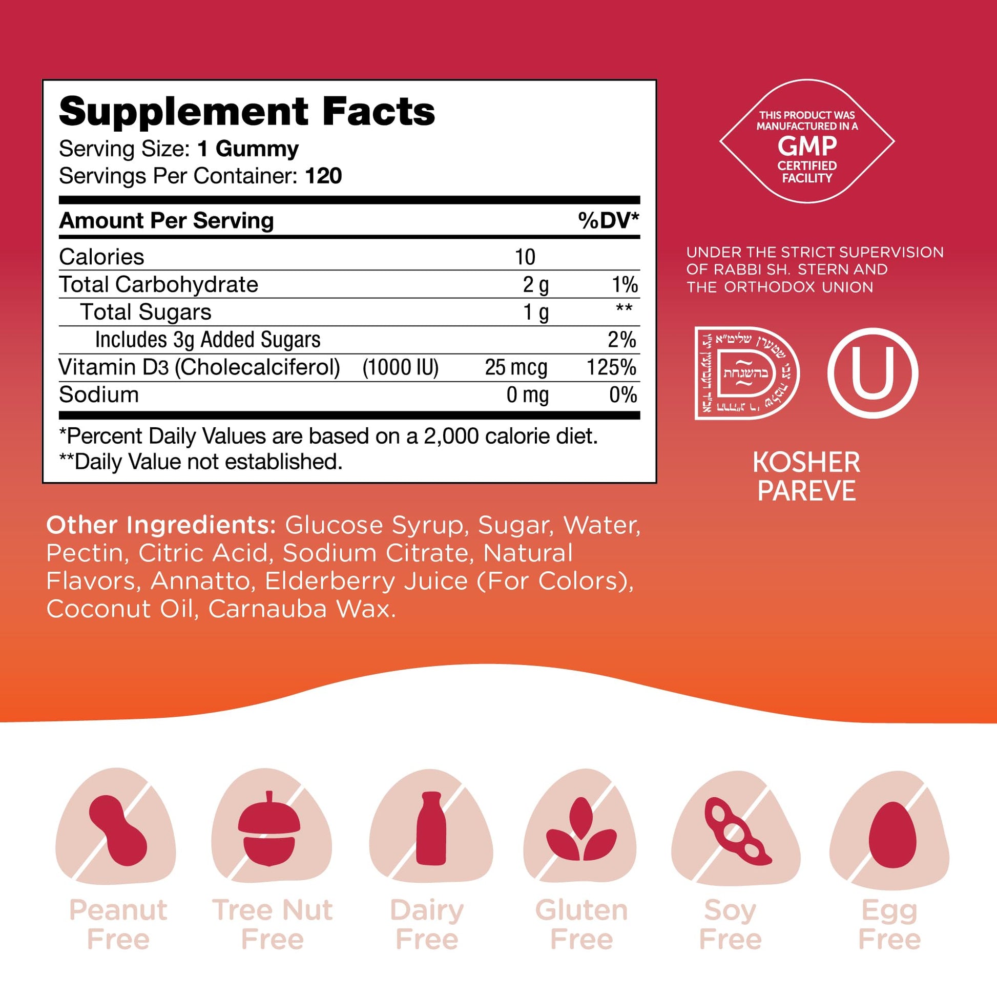 Suplemento gomitas vitamina D3 Zahler para toda la familia