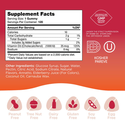 Suplemento gomitas vitamina D3 Zahler para toda la familia