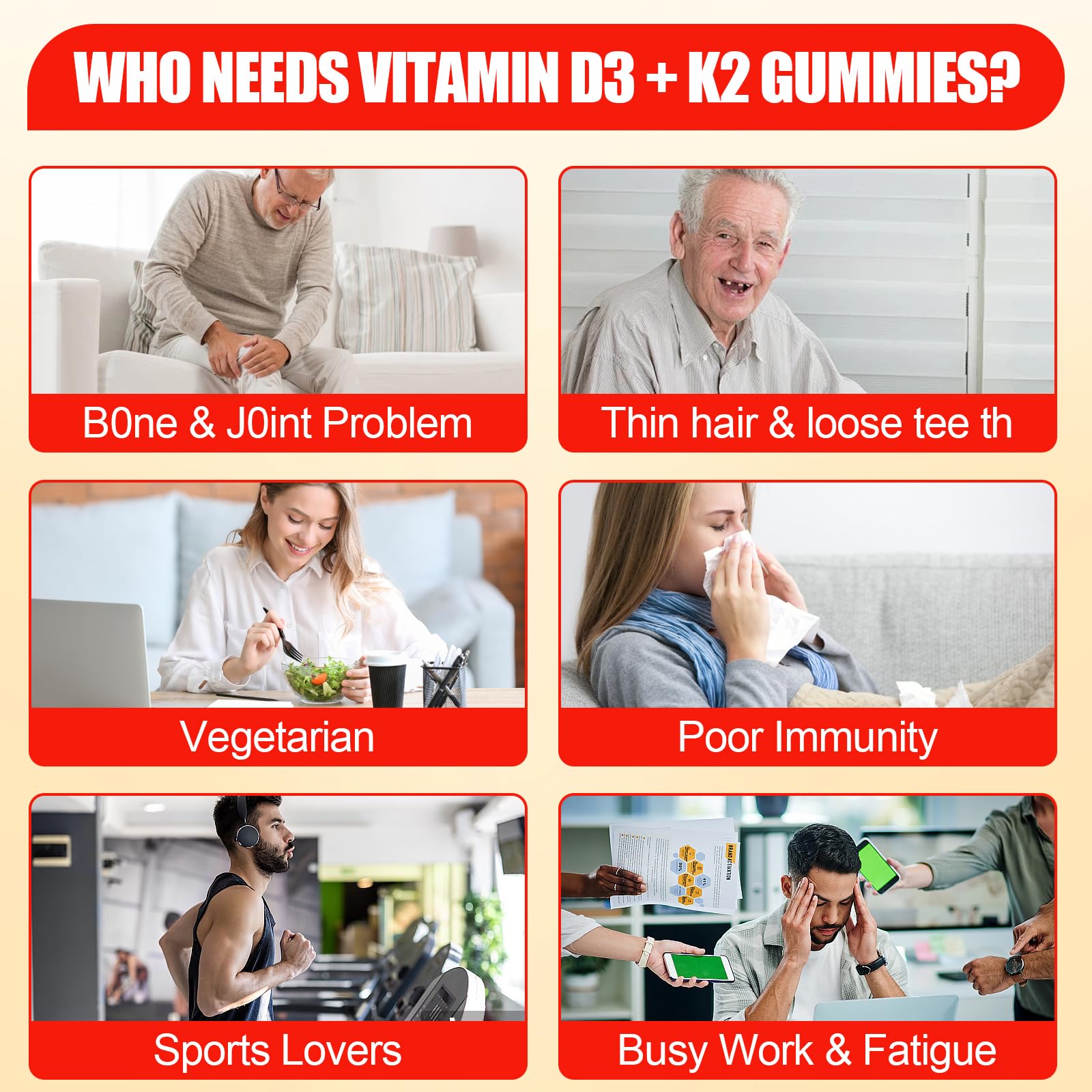 Suplemento gomitas de vitamina para energía y sistema inmune