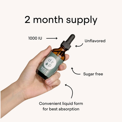 Suplemento de gotas liquidas vitamin D3 y K2 sin conservadores