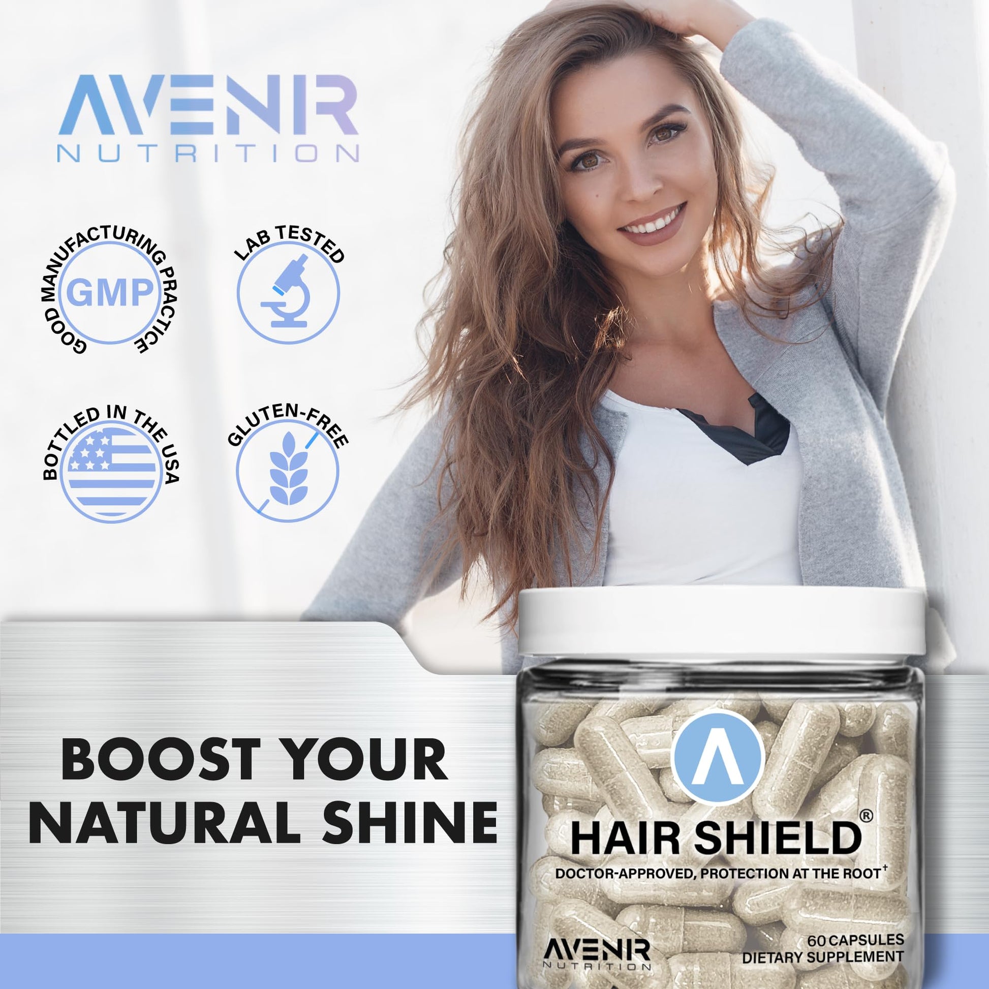 Suplemento Hair Shield para crecimiento de cabello y salud de uñas