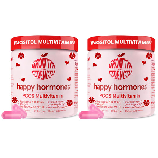 Suplemento Happy Hormones PCOS con 240 cápsulas para mujeres