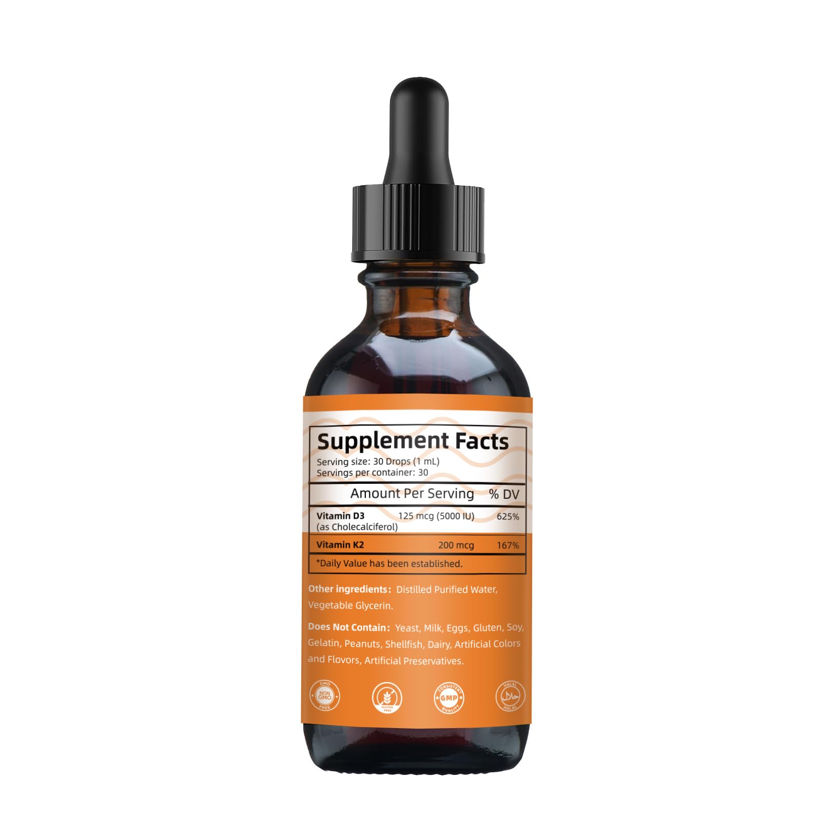 Suplemento HEALOADING líquido de vitamina D3 y K2 para huesos fuertes