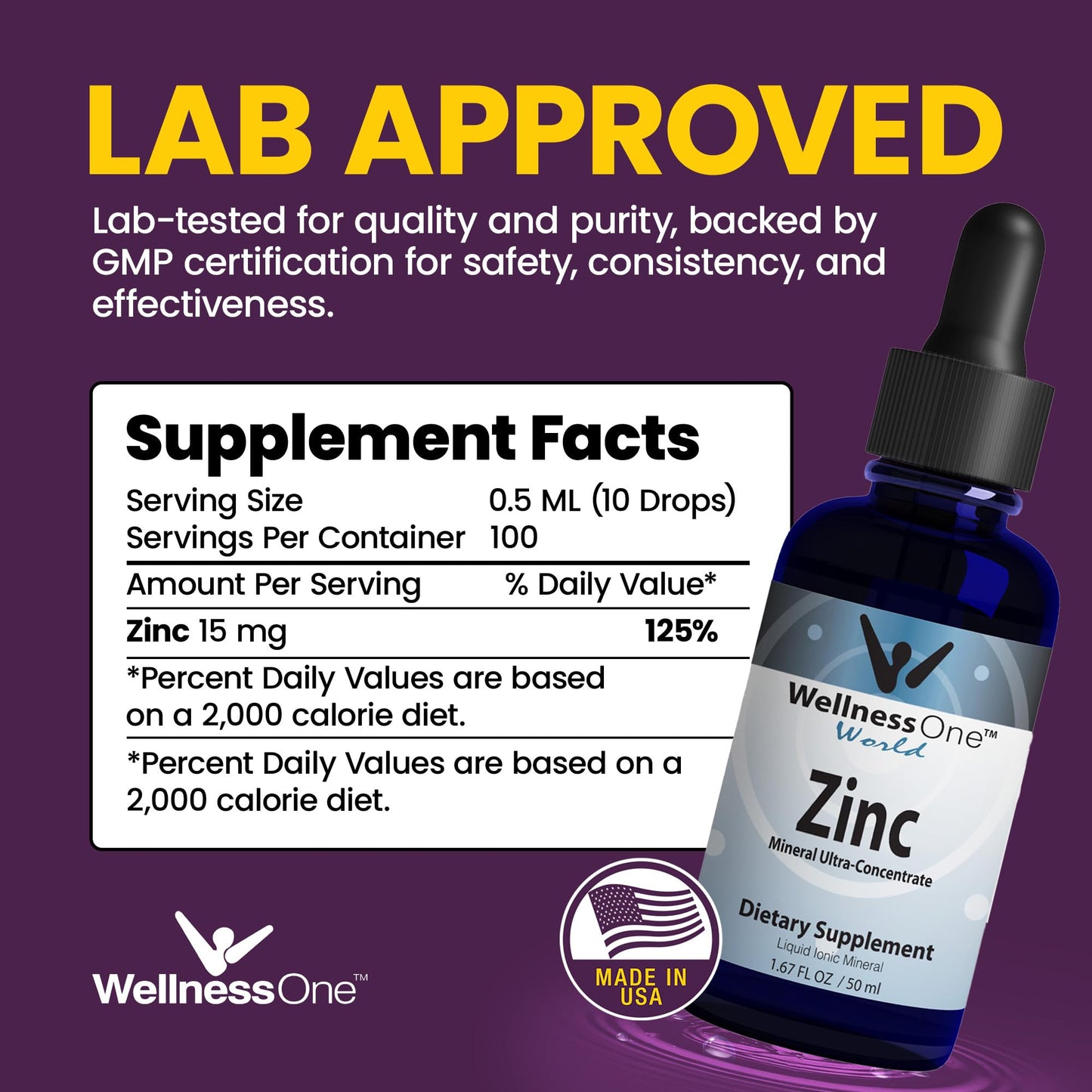 Suplemento con hechos nutricionales del zinc.