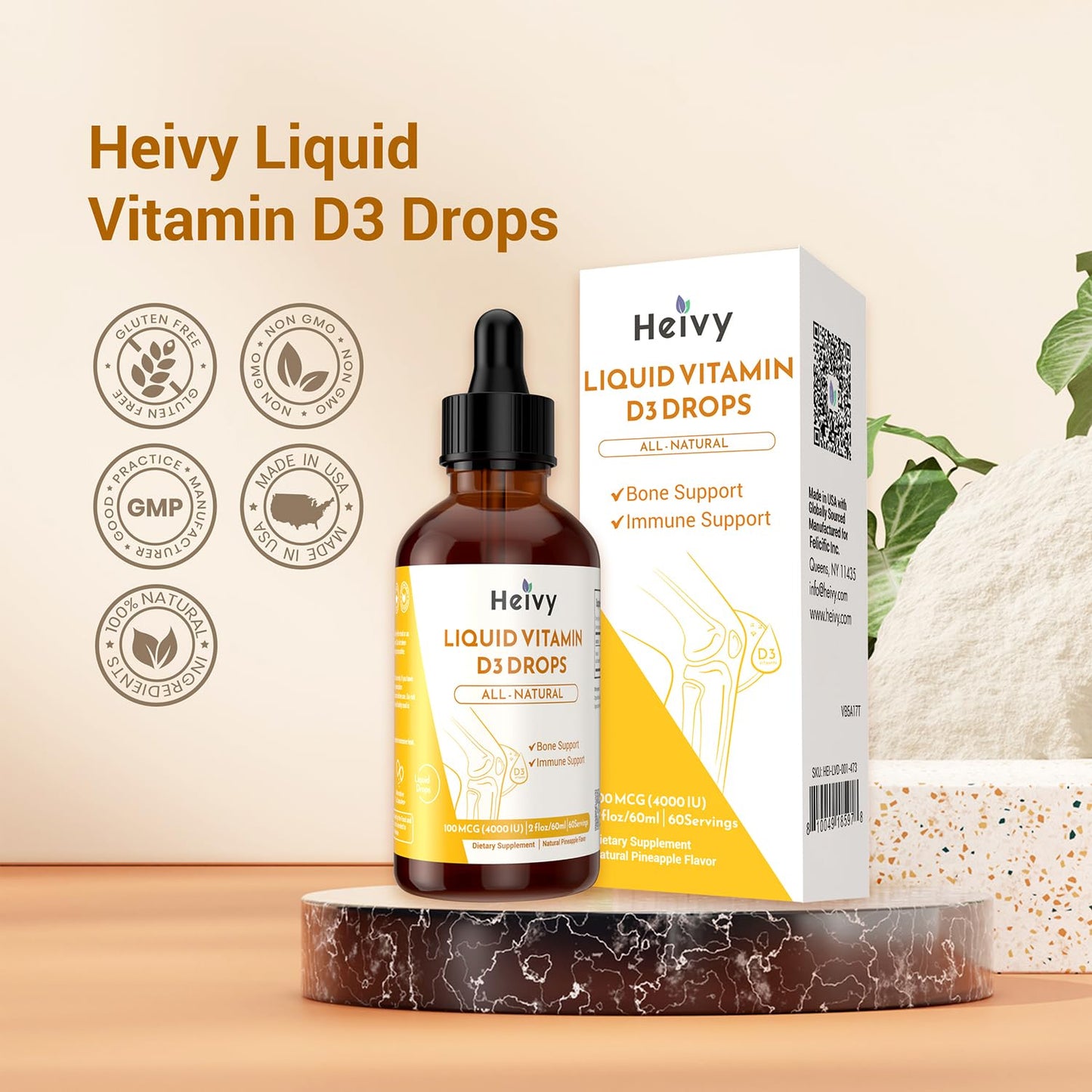 Suplemento Heivy vitamina D3 sin gluten ni OMG