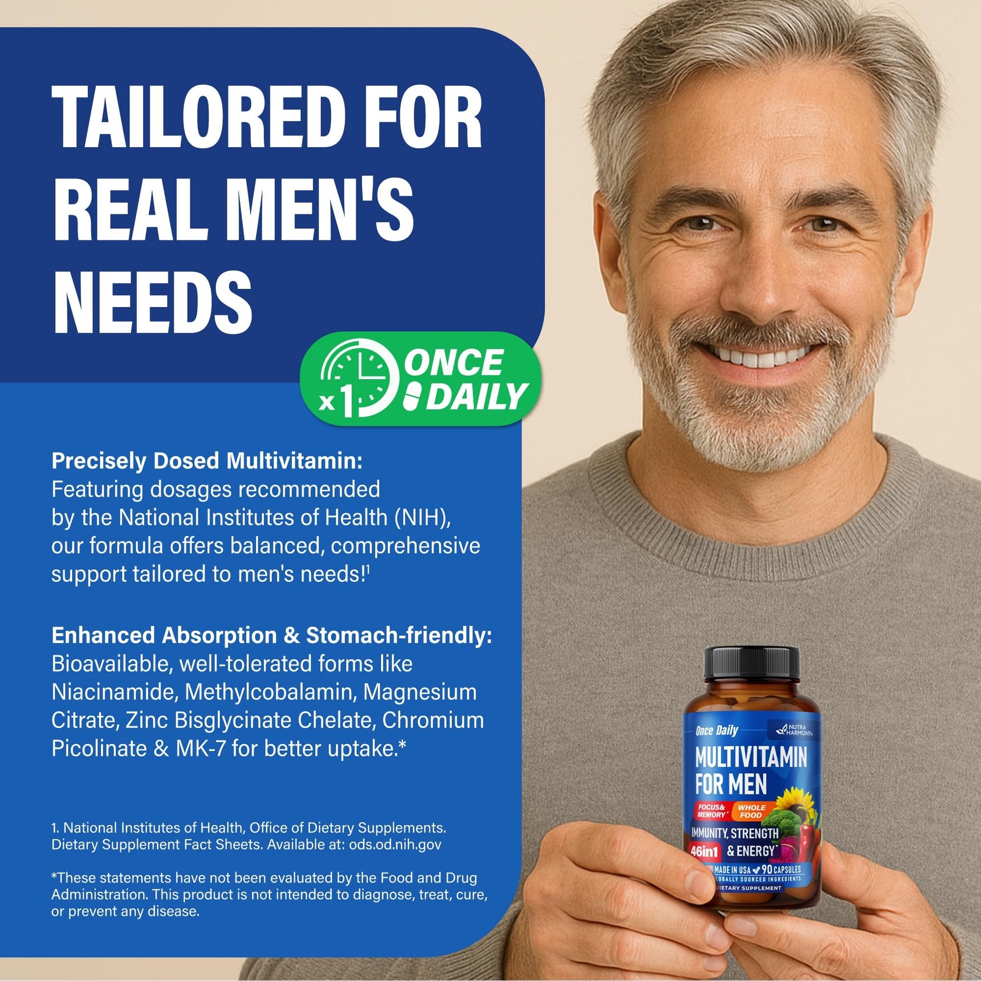 Suplemento para hombres Nutraharmony presentación frontal