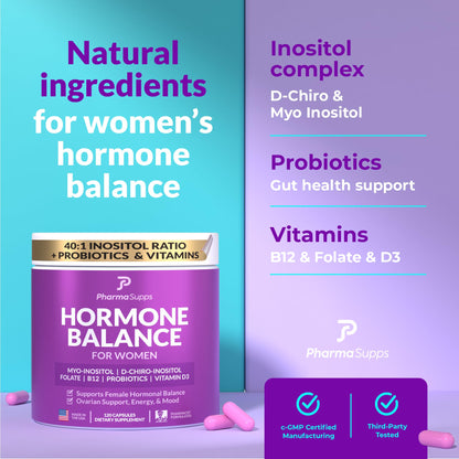 Suplemento hormonal con mezcla 40:1 mio y d-ciro inositol