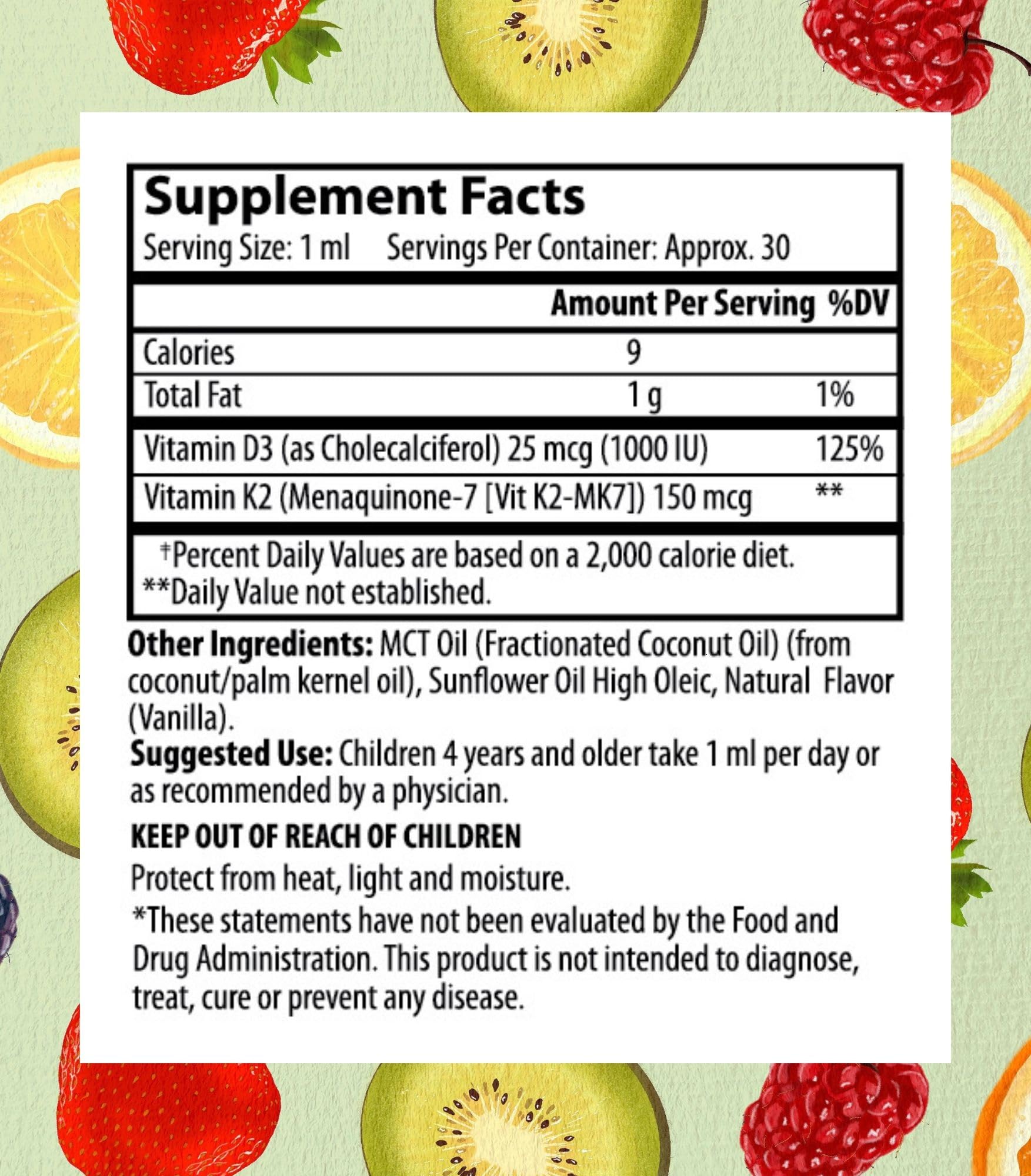 Suplemento infantil Go Healthy vitaminas líquidas D3 K2 30 dosis