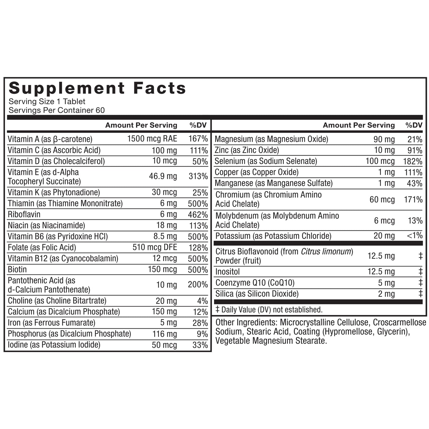 Información suplementaria del multivitamínico Force Factor para hombres mayores de 50.