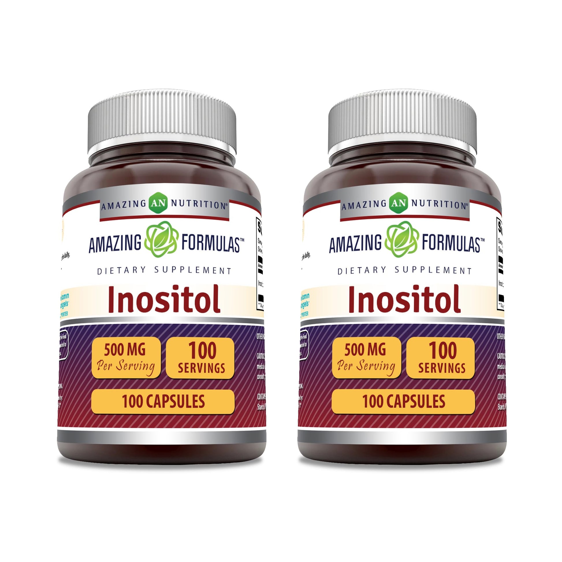 Suplemento de inositol Amazing Formulas 500 mg 100 cápsulas