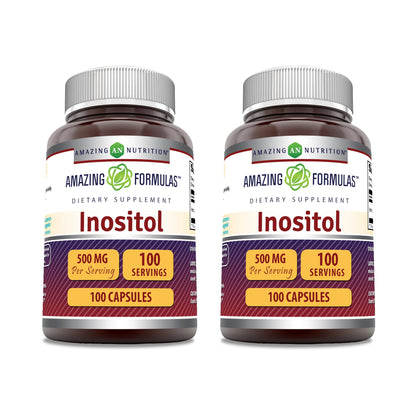 Suplemento de inositol Amazing Formulas 500 mg 100 cápsulas