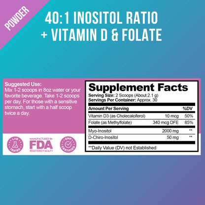 Suplemento de inositol para balance hormonal y ovárico