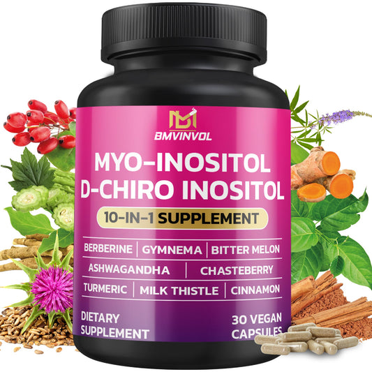 Suplemento inositol BMVINVOL botella con etiqueta clara