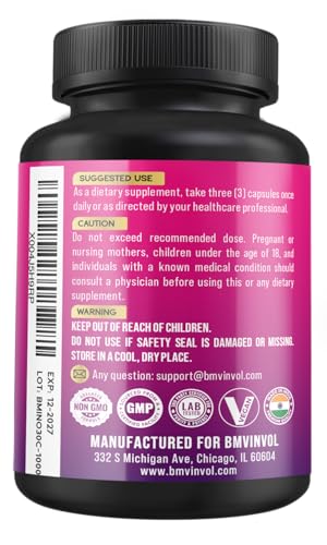 Suplemento inositol BMVINVOL con ingredientes naturales ilustrados
