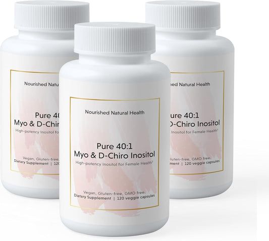 Suplemento Inositol Nourished Natural Health 360 cápsulas blancas