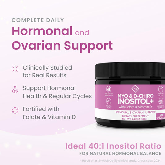 Suplemento inositol en polvo para apoyo hormonal femenino