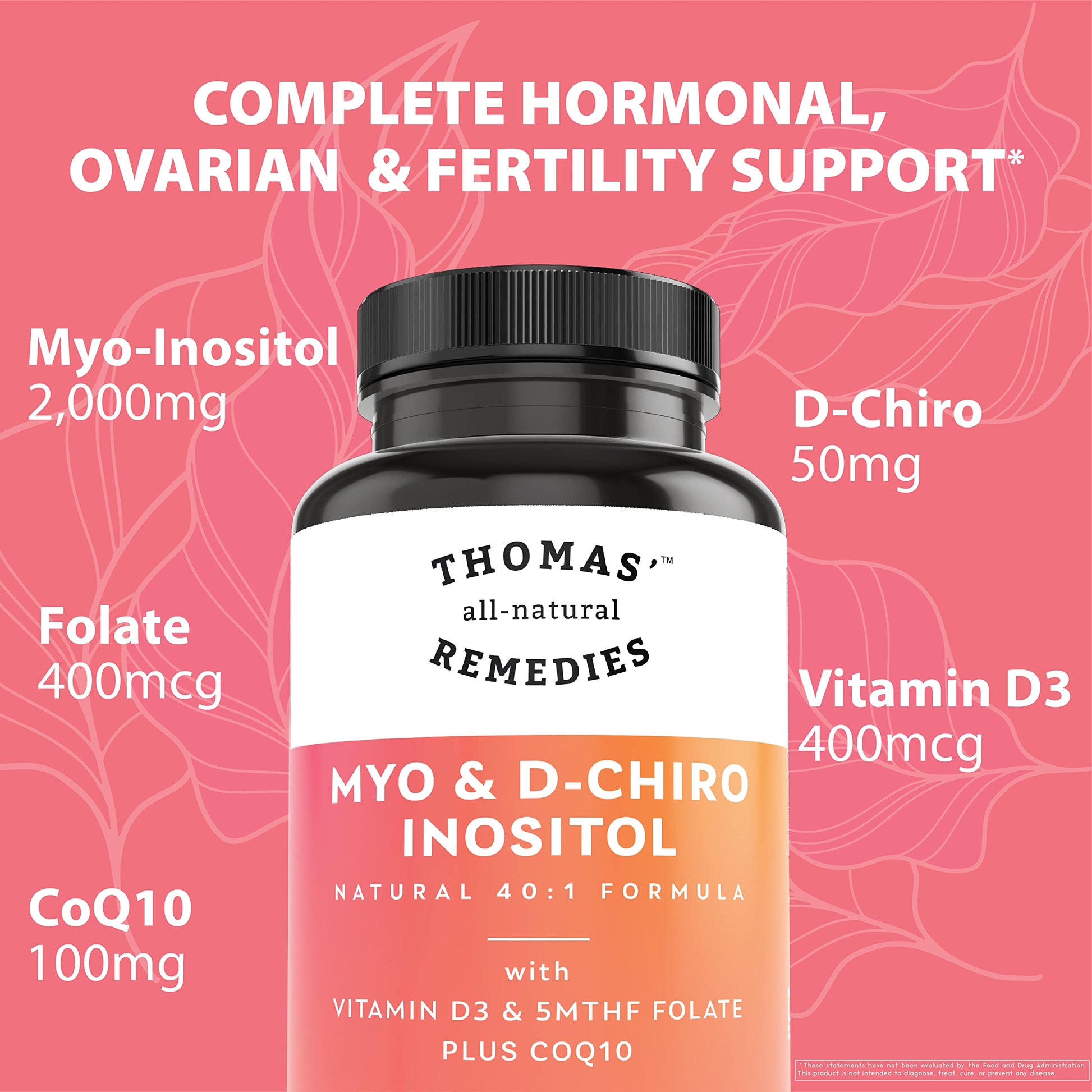 Suplemento inositol con vitamina D y CoQ10 para mujeres