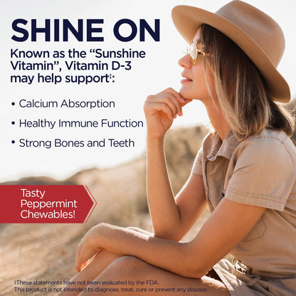 Suplemento KAL Vitamina D-3 sabor menta para salud inmune