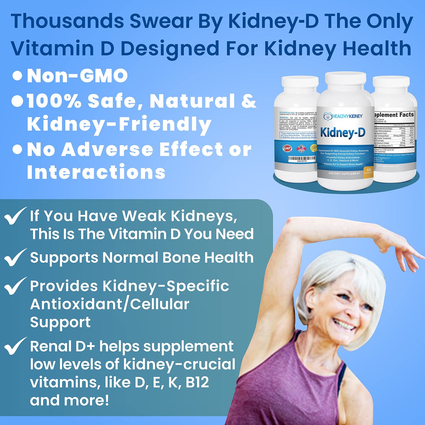 Suplemento Kidney-D complejo vitamínico para riñones sanos