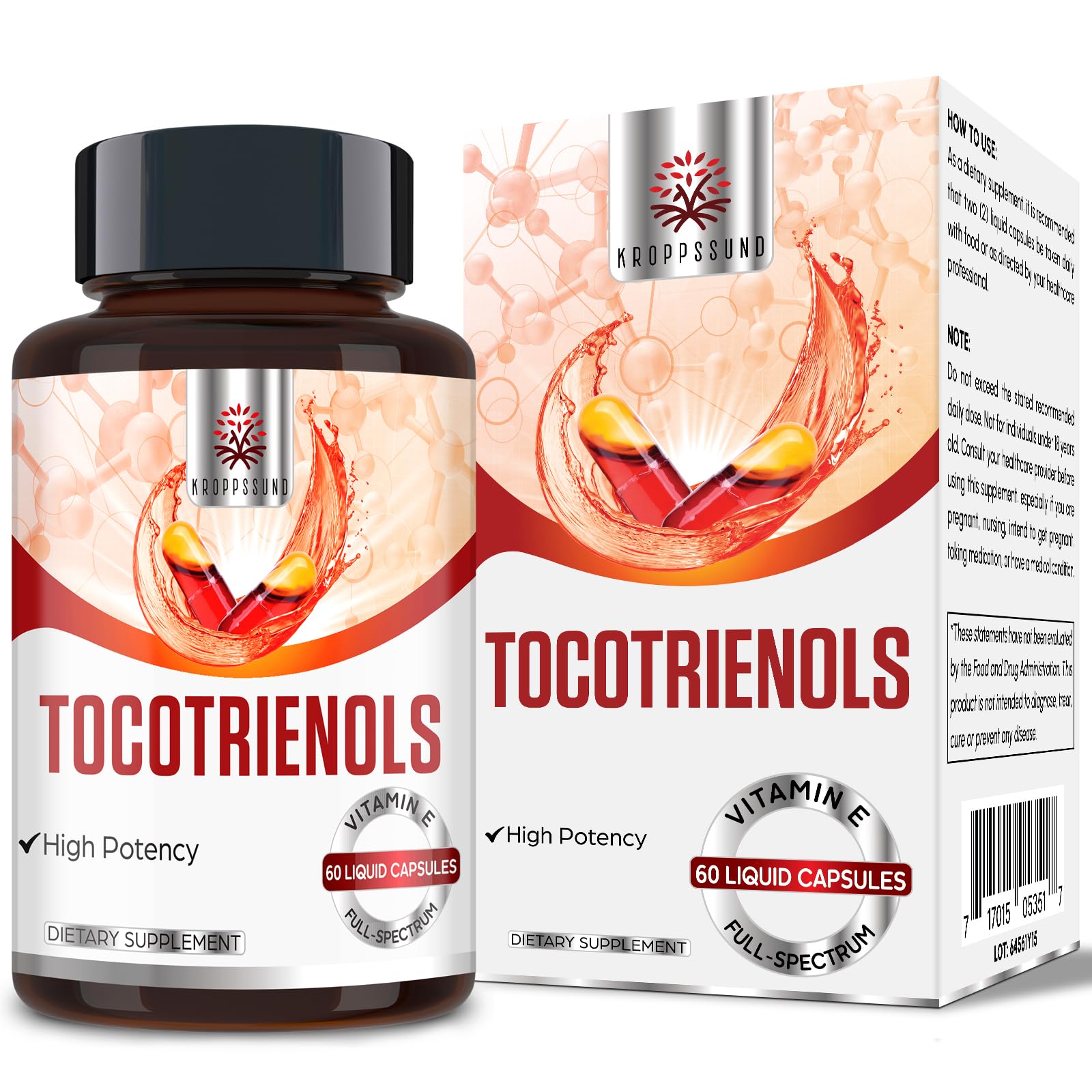 Suplemento kroppssund tocotrienol vitamina e cápsulas líquidas