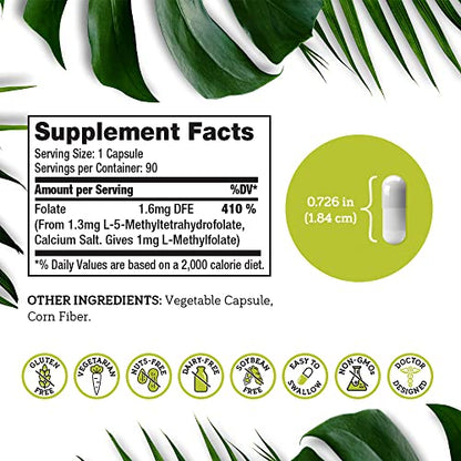 Suplemento L Metilfolato 1 mg DSO para salud mental y homocisteína