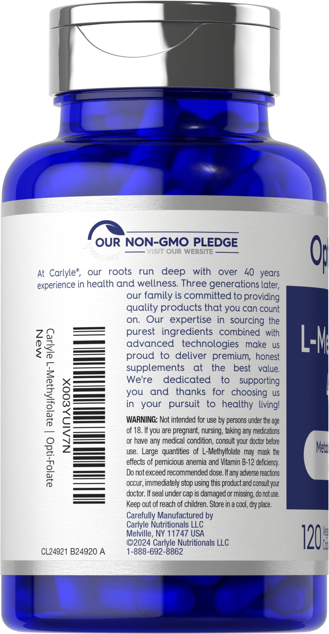 Suplemento L Metilfolato 400mcg por Opti-Folate