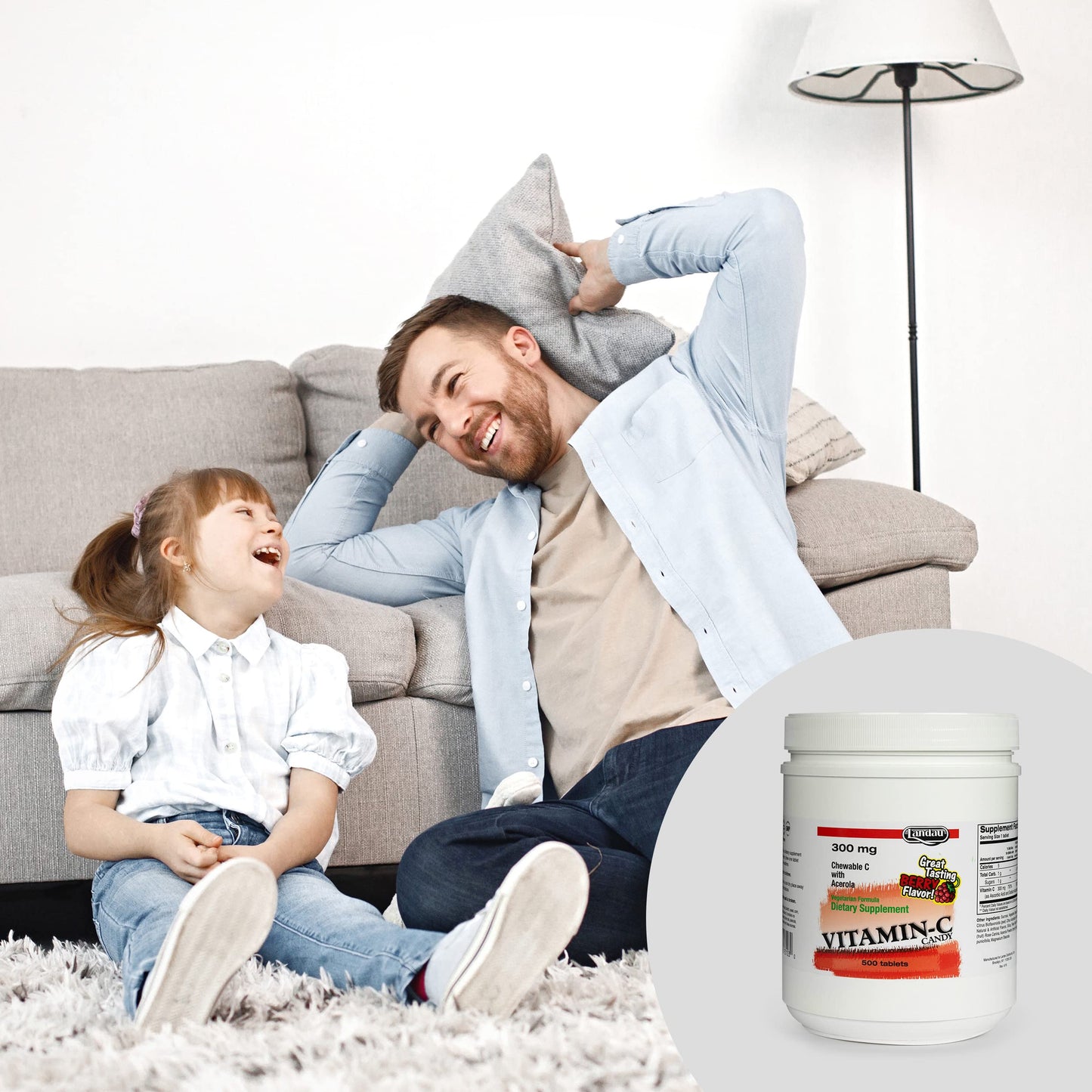 Suplemento Landau Vitamina C caramelos sabor bayas 500 unidades