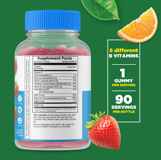 Suplemento Lifeable gomitas vitamina B12 y complejo B calidad premium