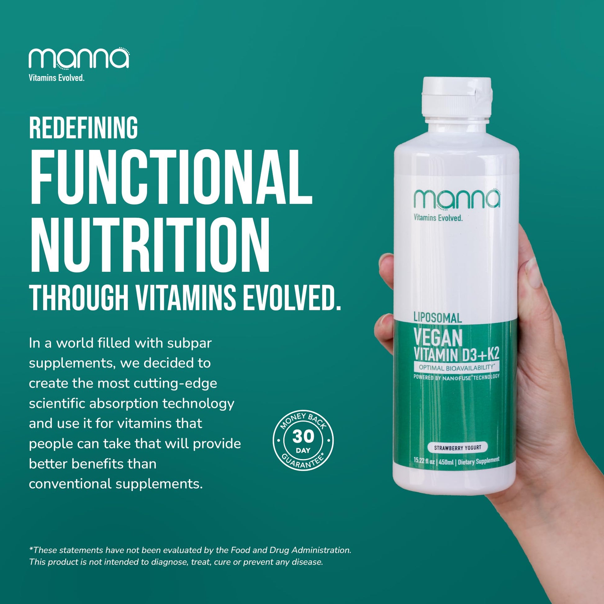 Suplemento liposomal Manna Vitamins Vitamina K2 D3 líquido