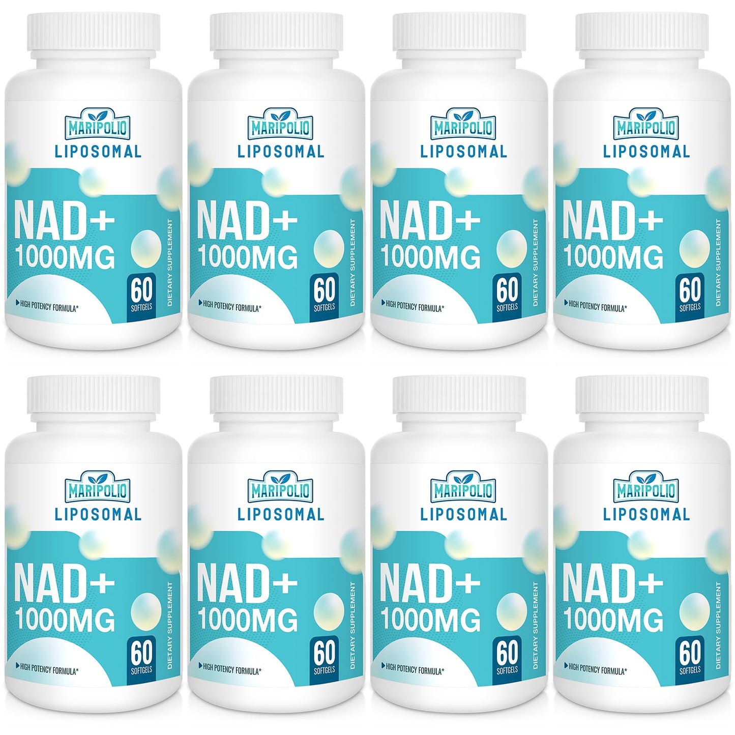 Suplemento liposomal NAD+ 1000 mg botella frontal