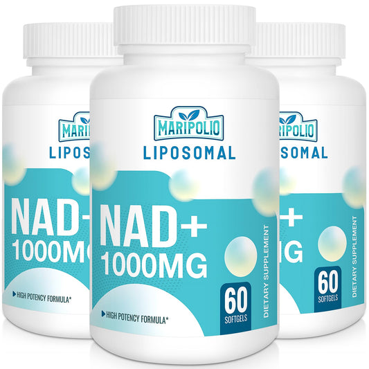 Suplemento liposomal NAD+ Maripolio 1000 mg botella 180 cápsulas