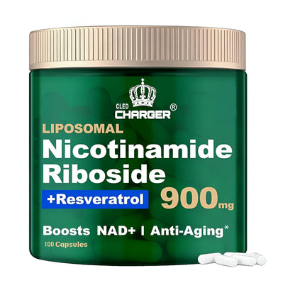 Suplemento liposomal NAD+ Cled Charger botella frontal