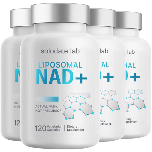 Suplemento liposomal NAD+ Solodate Lab botella frontal