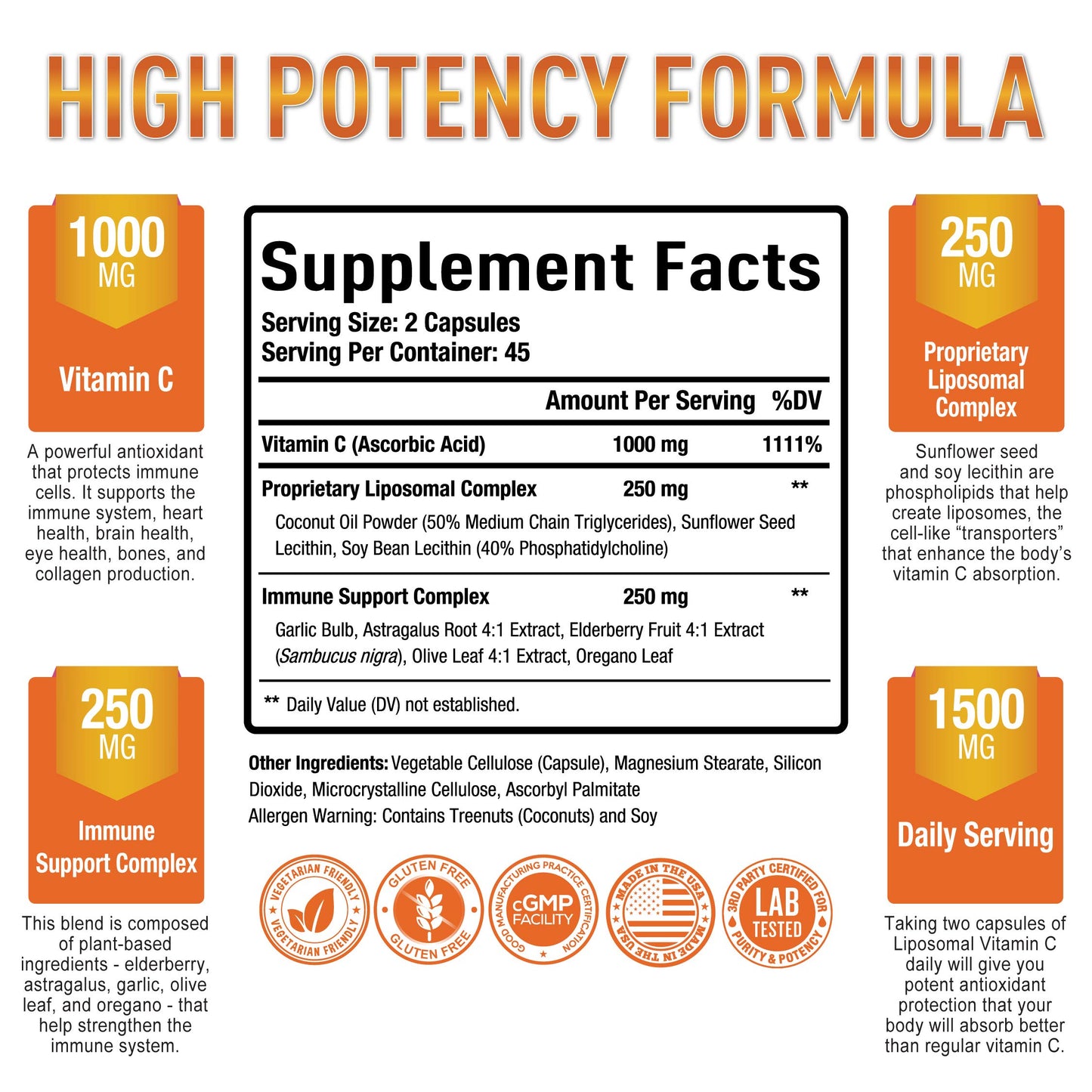 Suplemento liposomal vitamina c purey optimal cápsulas