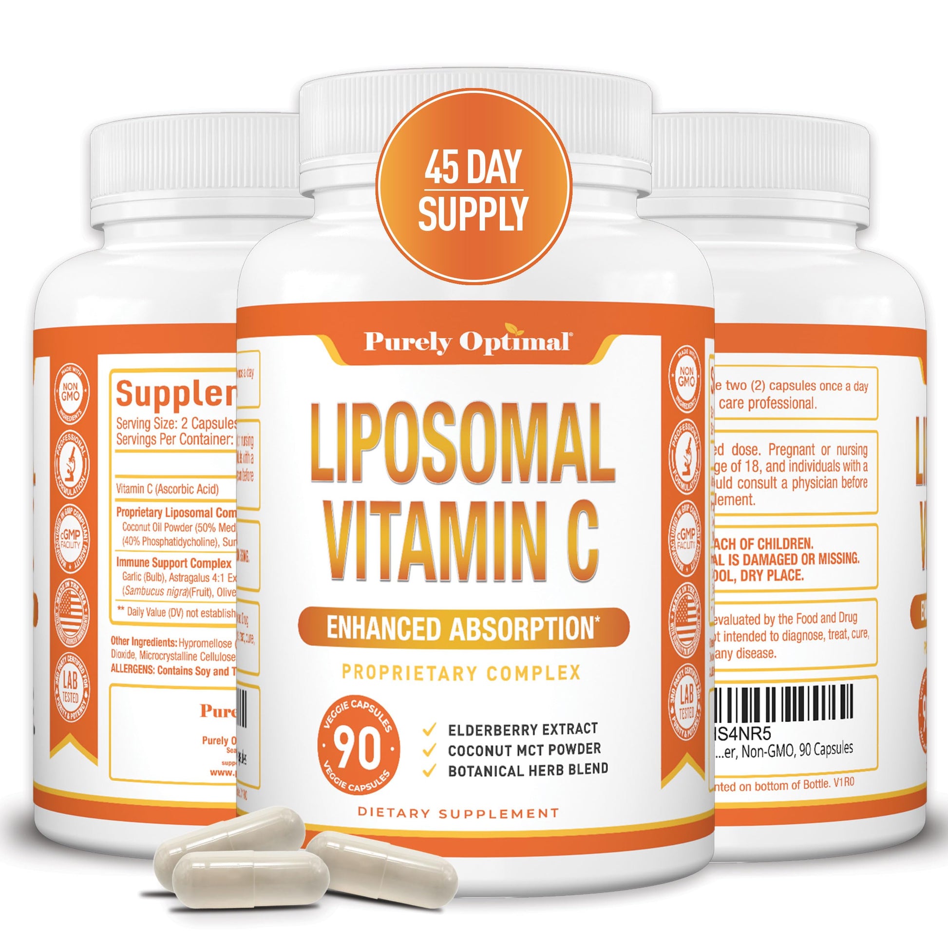 Suplemento liposomal vitamina c purey optimal frasco