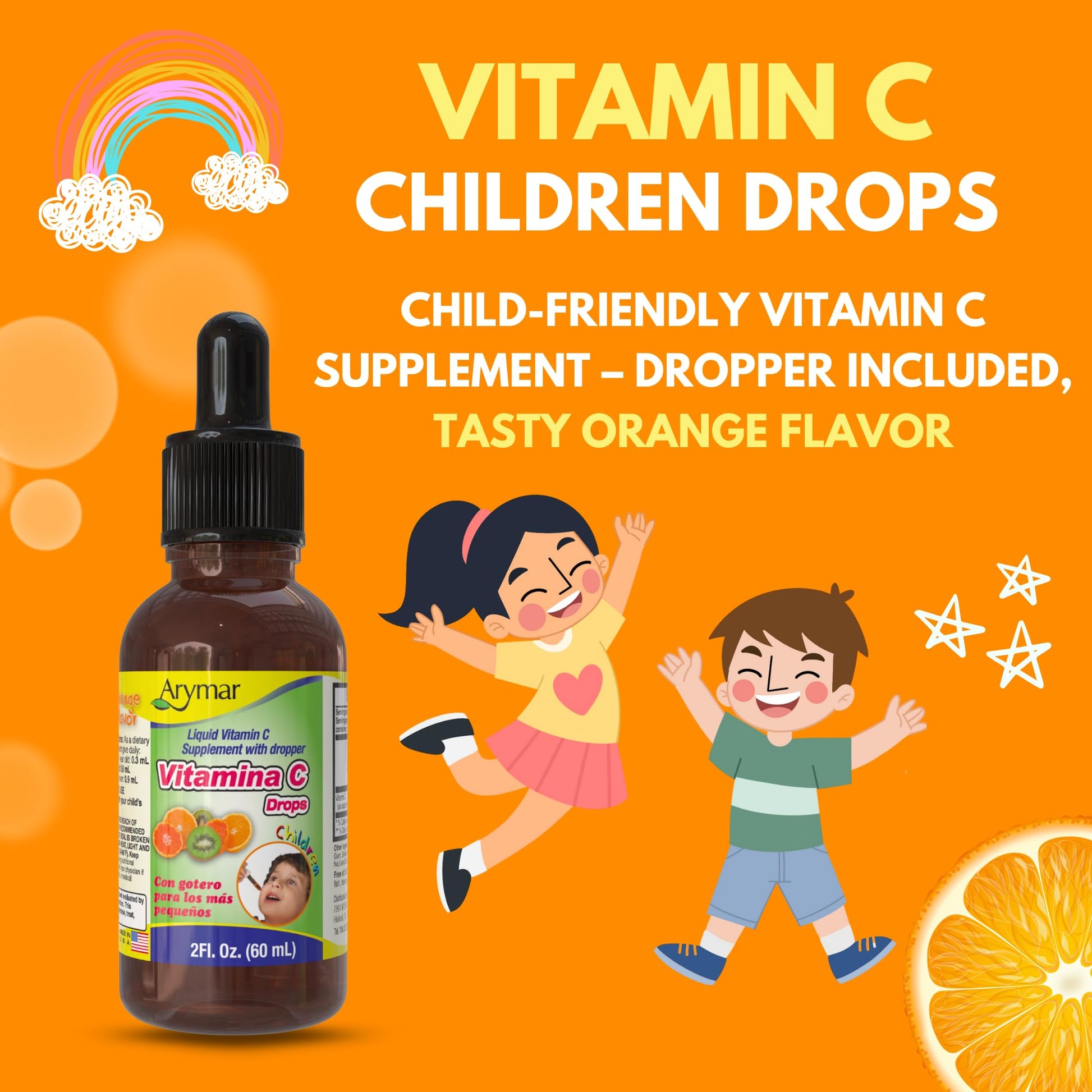 Suplemento líquido ARYMAR vitamina c sabor naranja niños