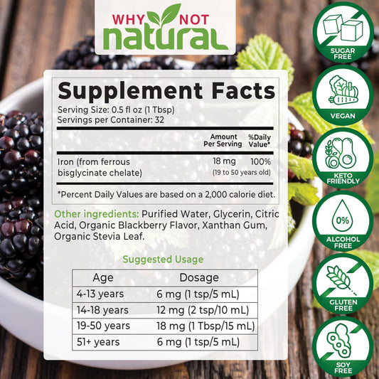 Suplemento líquido hierro y vitaminas B sabor zarzamora