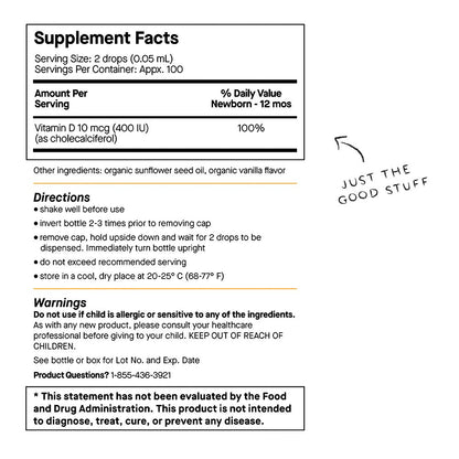 Suplemento líquido orgánico Genexa vitamina D para bebés