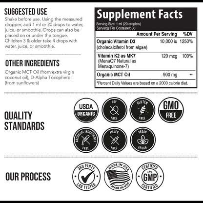 Suplemento líquido orgánico Plant D3+K2 Triquetra Health