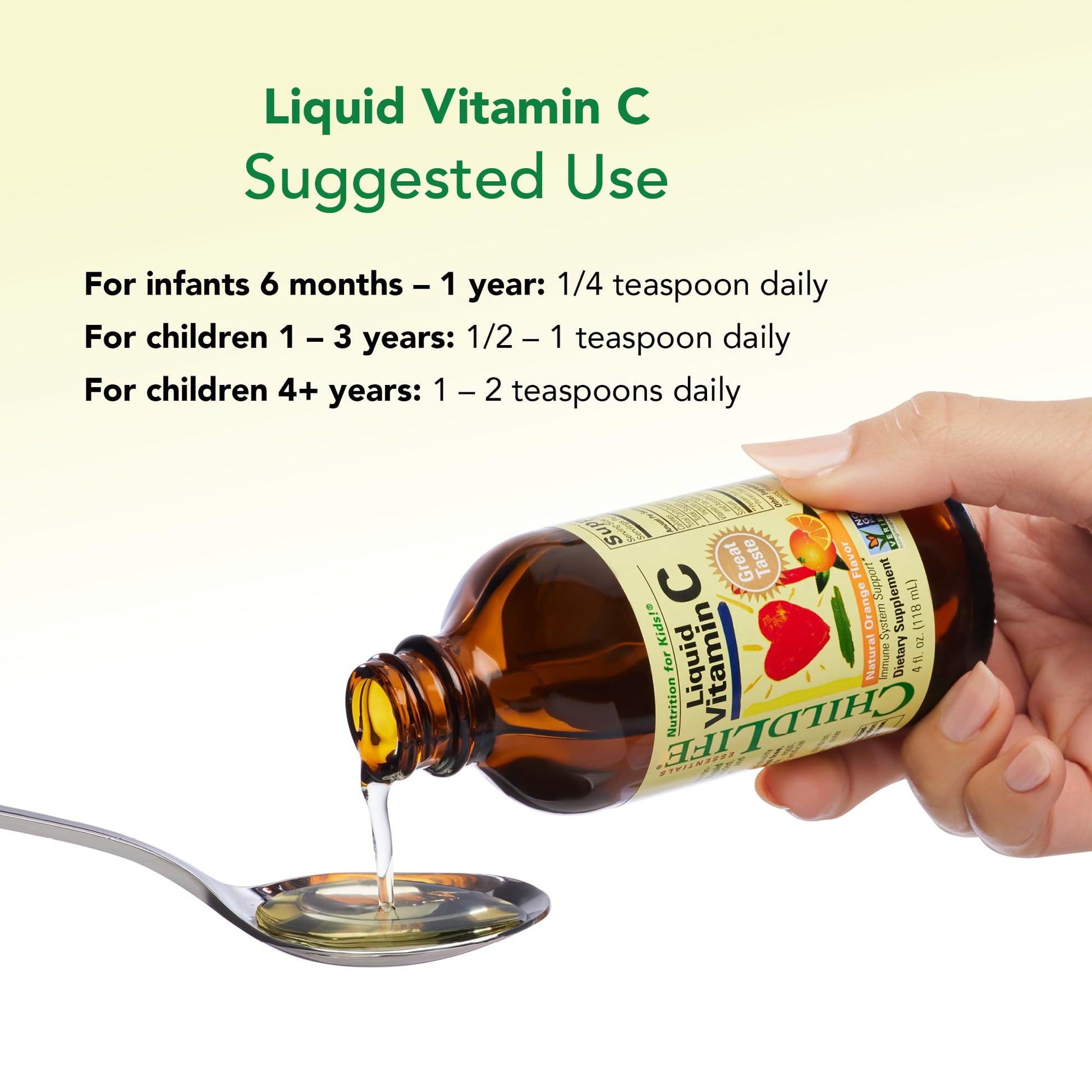 Suplemento líquido vitamina C ChildLife para niños libre GMO y gluten