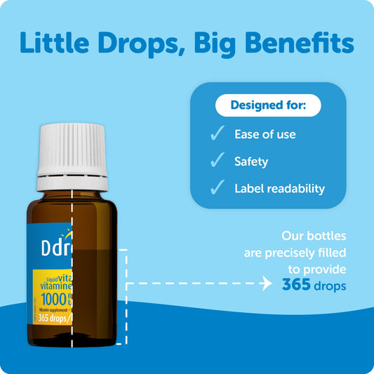 Suplemento líquido vitamina d3 1000 UI Ddrops para huesos