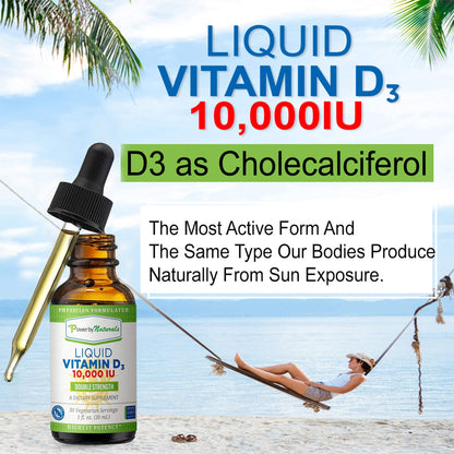 Suplemento líquido vitamina D3 para huesos fuertes con Power By Naturals