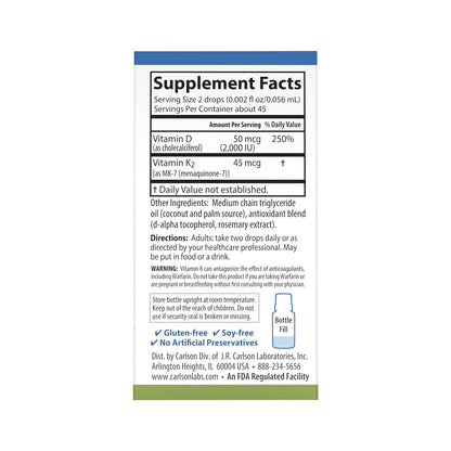 Suplemento líquido vitamina d3 k2 para salud ósea y cardiovascular