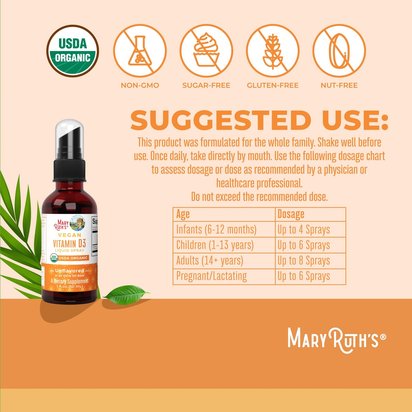 Suplemento líquido vitamina d3 vegano maryruth apoyo inmunológico