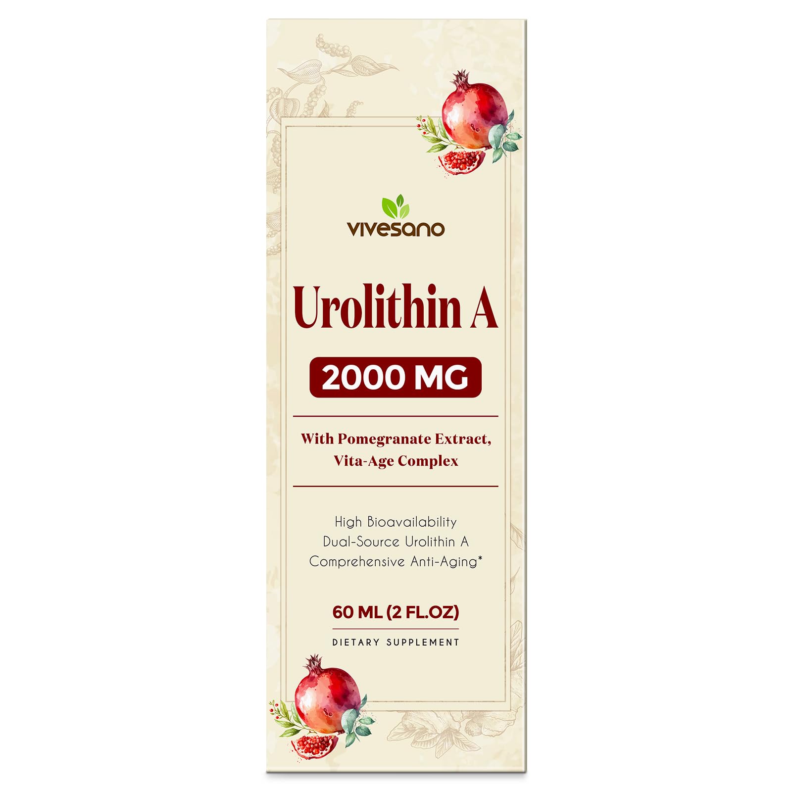Suplemento líquido ViveSano Urolitina A 2000 mg extracto granada