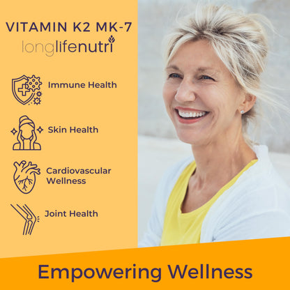 Suplemento LongLifeNutri Vitamin K2 MK-7 y Maqui Berry antioxidante