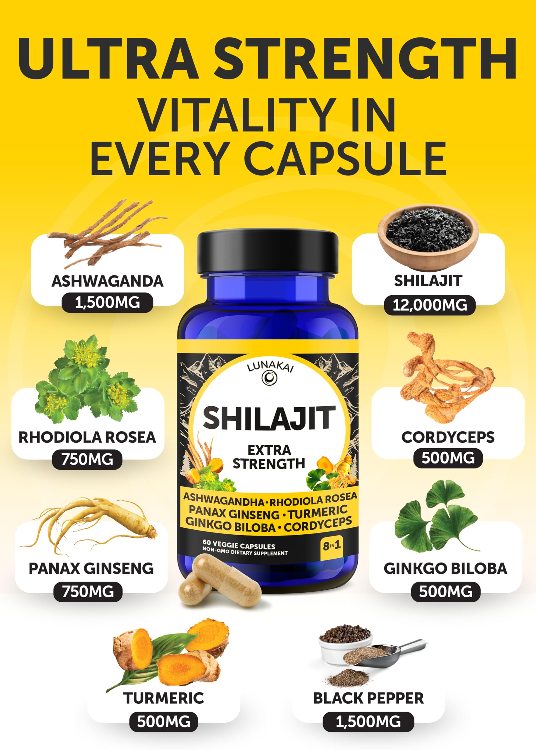 Suplemento Lunakai USA paquete para energía y salud natural